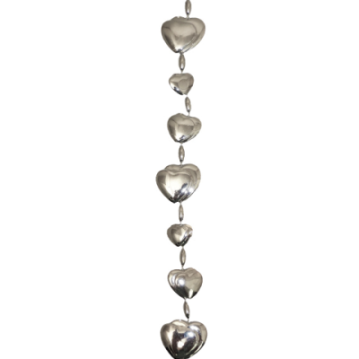 metallic silver double heart garland