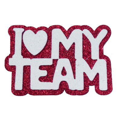 burgundy and white I love my team glitter foam