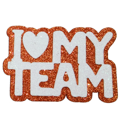 orange and white I love my team glitter foam