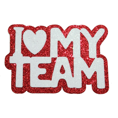 red and white I love my team glitter foam