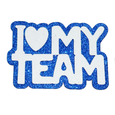 royal and white I love my team glitter foam